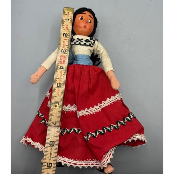 Vtg Mexican Handmade Cloth‎ Doll With Red Dress Folk Art - Picture 5 of 5